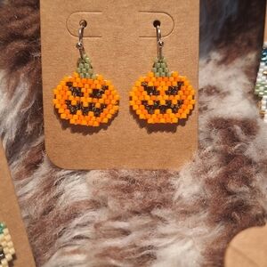 Beaded Pumpkin Earrings